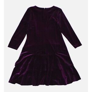 DKNY Purple Velour/Velvet 3/4 Sleeve Crew Neck Short Flare Dress 12 NWT!